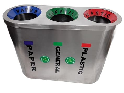 Garbage Bin Open Top Stainless Steel Trio Dustbin Material Grade SS