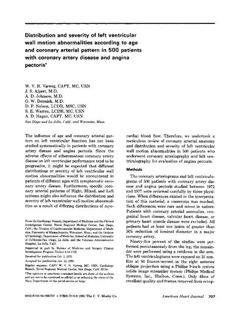 PDF Distribution And Severity Of Left Ventricular Wall Motion