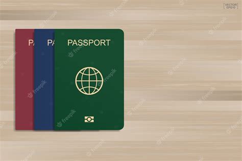 Premium Vector Set Of Passport On Wood Background