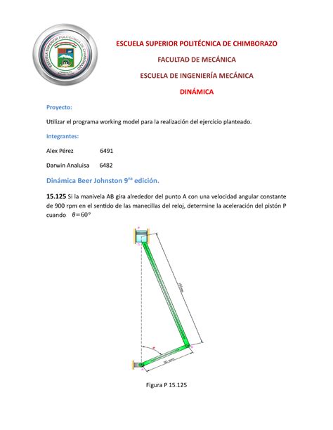 Dinámica Beer Johnston 9na edición ESCUELA SUPERIOR POLITÉCNICA DE