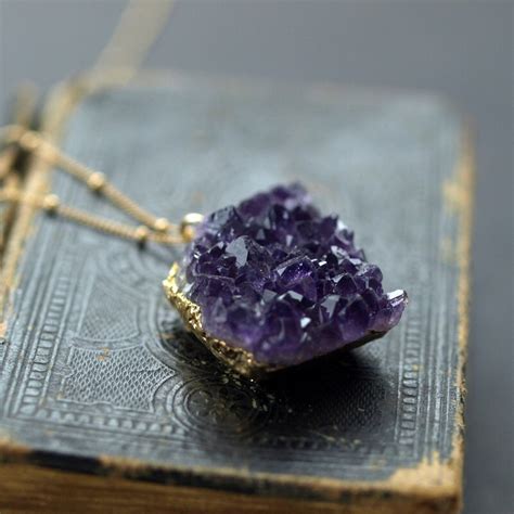 Amethyst Raw Crystal Necklace In Gold