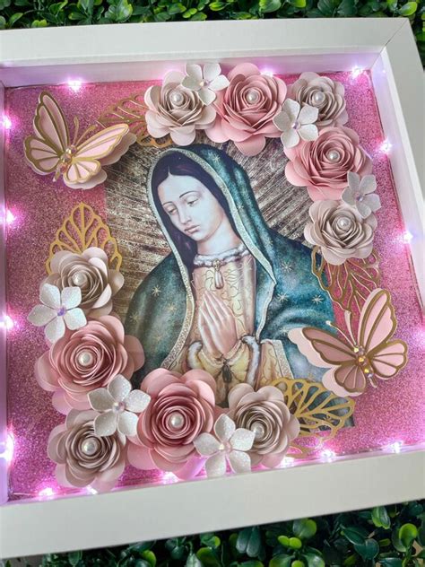 Virgencita Our Lady Of Guadalupe Virgin Mary Shadow Box With Handmade