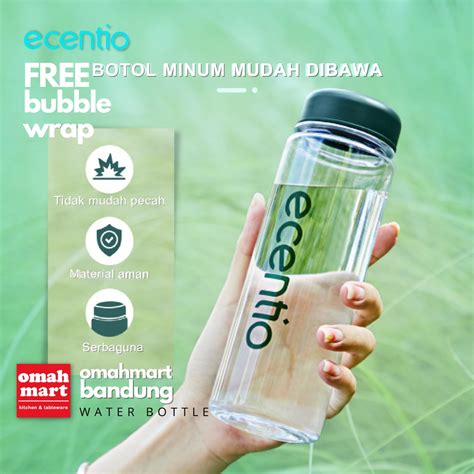 Jual ECENTIO Botol Minum Plastik Kecil Simple 500 ML Bening Anti Pecah