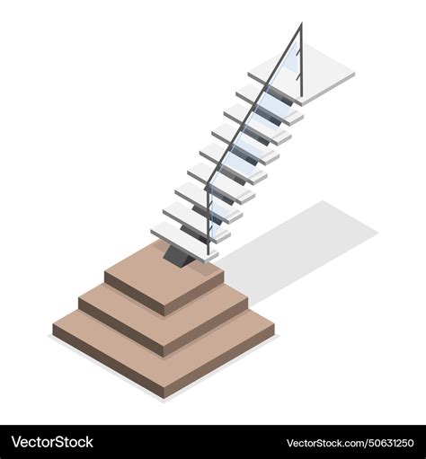 3d Isometric Flat Set Of Staircases Item 2 Vector Image