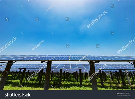 Solar Panels Under Blue Sky On Sunset Stock Photo Shutterstock