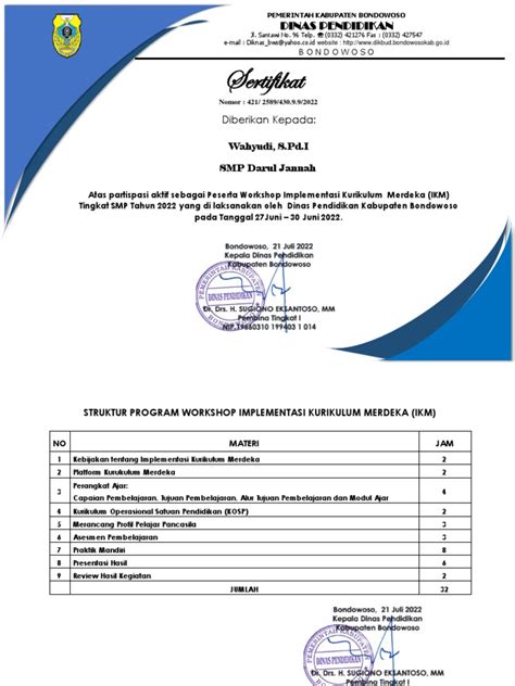 Sertifikat Ikm Wahyudi Spdi 2022 Pdf