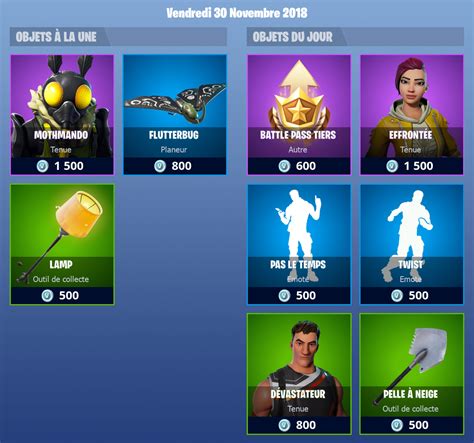 Boutique Fortnite Du 30 Novembre Millenium