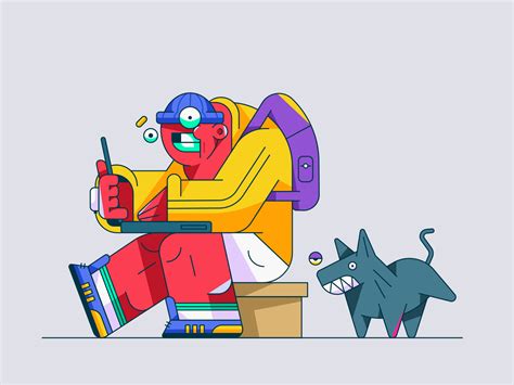 2D Flat Character Design Illustration, Minimal Digital Art by Mark Rise ...