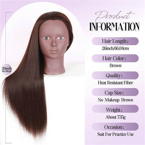 Mannequin Head With Yaki Straight Synthetic Hair 26 Inch Make Up