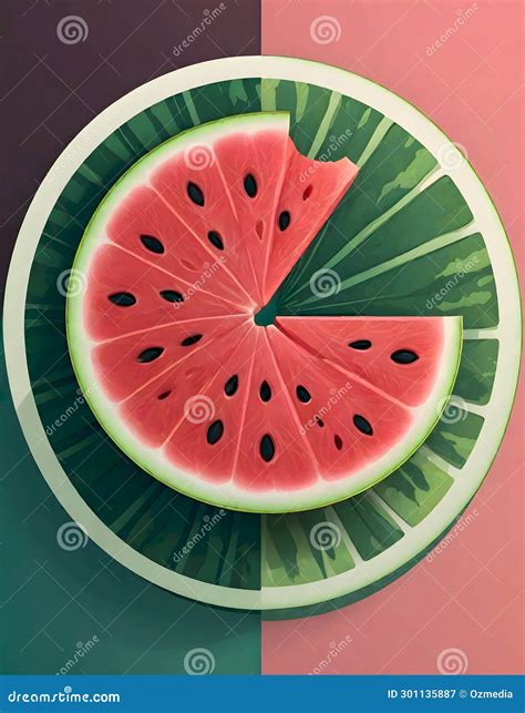 Stylized Watermelon Logo In Bold Colors Stock Illustration