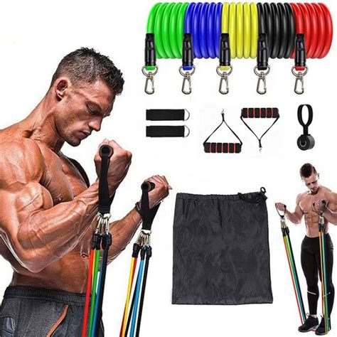 Jual 11 In 1 SET TALI PEMBANTU FITNESS GYM POWER RESISTANCE BANDS