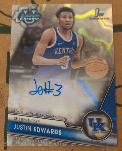 Bowman University Chrome Justin Edwards St Lava Refractor Auto