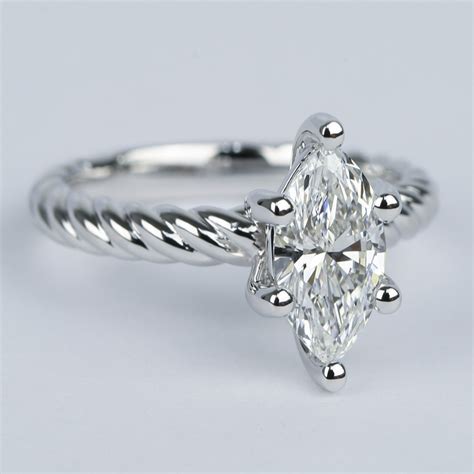 One Carat Marquise Diamond Solitaire Engagement Ring