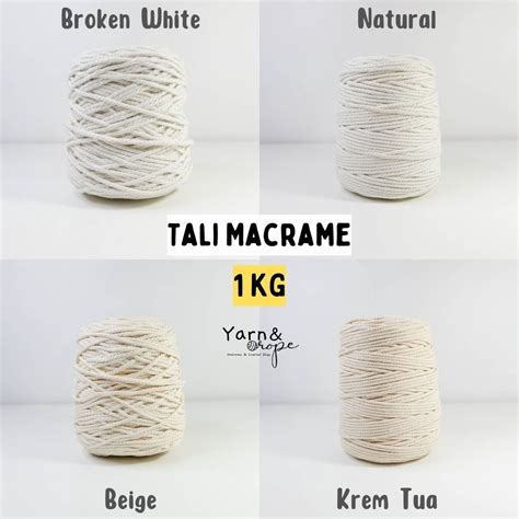 Jual Tali Katun Tali Macrame Single Strand Dan Twist Broken White Kg