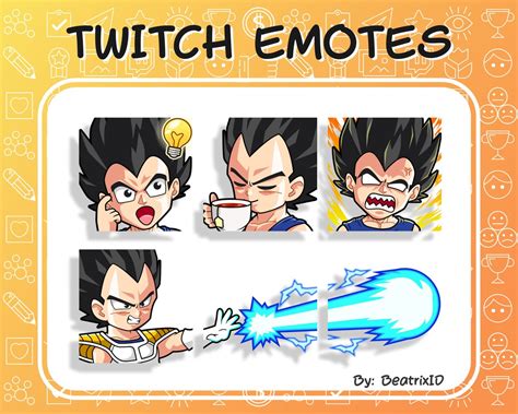 6 X Twitch Emotes Vegeta Bejita Etsy Uk