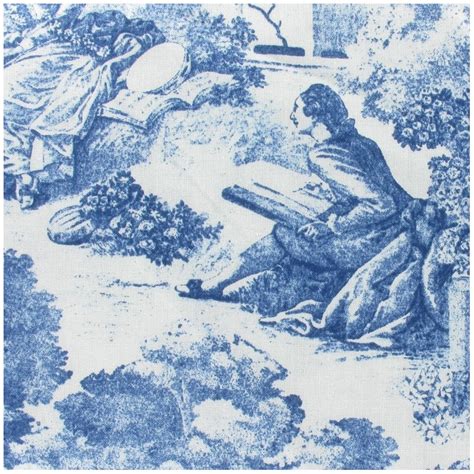 Tissu Toile De Jouy Bleu Nuit Ma Petite Mercerie