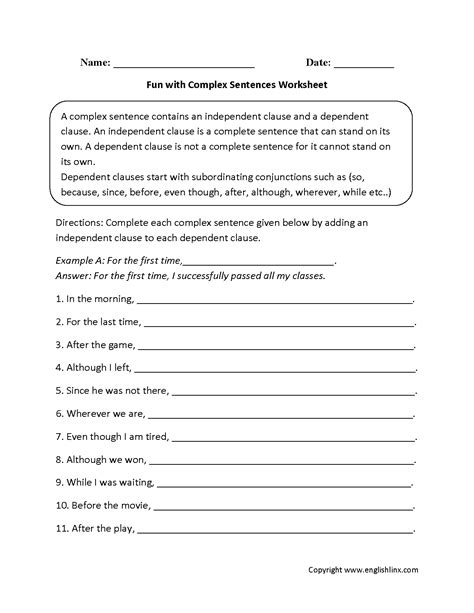 Simple Compound Complex Sentences Worksheet Englishworksheetmyid