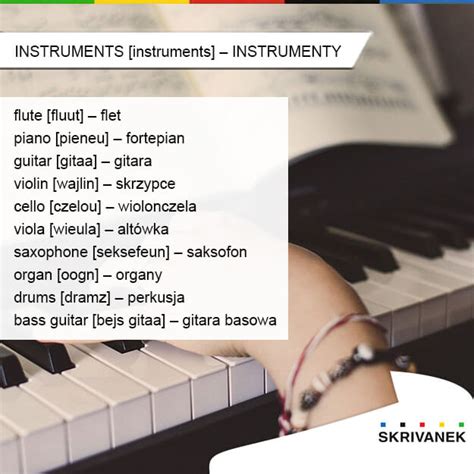 Instrumenty Po Angielsku Agencja Skrivanek Biuro T Umacze