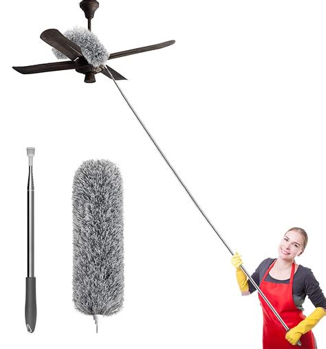 Shayonam Microfiber Feather Duster Bendable And Extendable Fan Cleaning Duster With 100 Inches