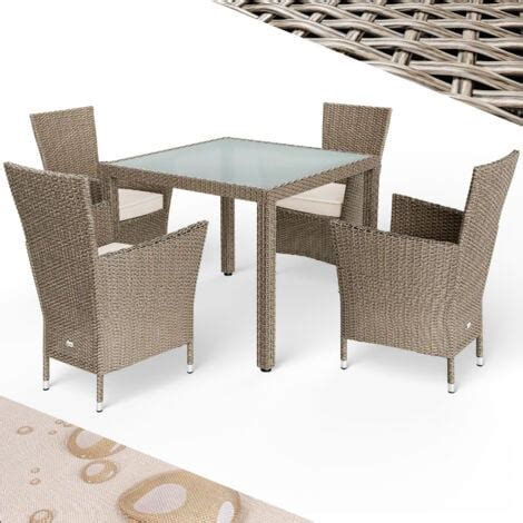 Casaria Gartenm Bel Set Wetterfest Mit X Cm Esstisch Polyrattan