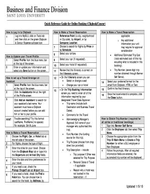 Fillable Online Slu Quick Reference Guide For Online Booking Cliqbook