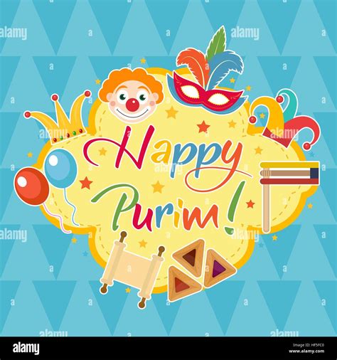 Happy Purim Template Greeting Card Poster Flyer Frame For Text