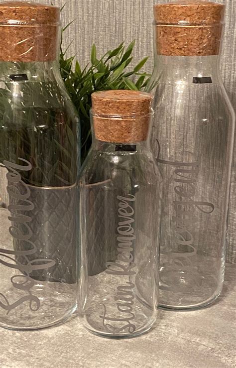 Glass Jar With Cork Lid Personalised Laundry Storage Bottle Etsy