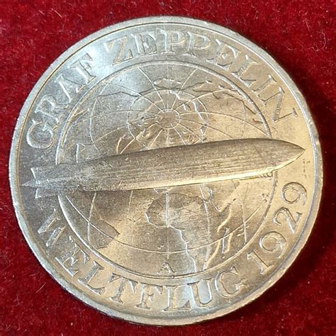 Deutschland Weimarer Republik Germany 3 Mark 1930 A Graf Zeppelin LZ