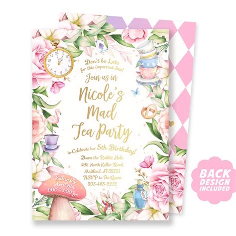 Mad Hatter Party Thank You Card Etsy