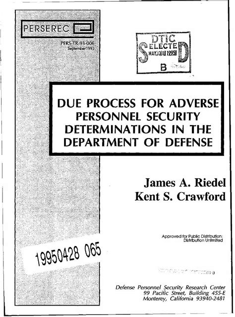 Pdf Due Process For Adverse Personnel Security Determinations