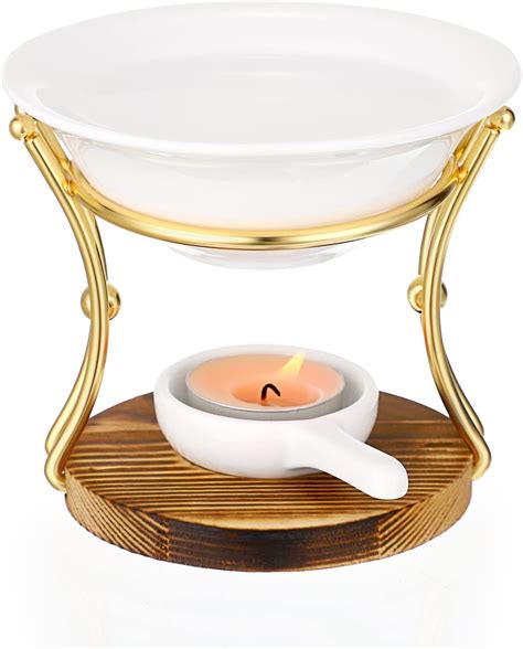 Bstkey Metal Wax Melt Burner Essential Oil Burner With Ceramic Dish