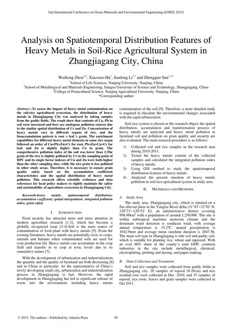 Pdf Analysis On Spatiotemporal Distribution Features Of Heavy Metals