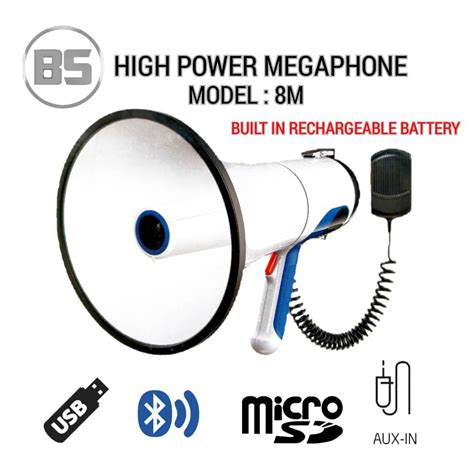 High Power Loud Hailer Megaphone With Usb Player Bluetooth Aux