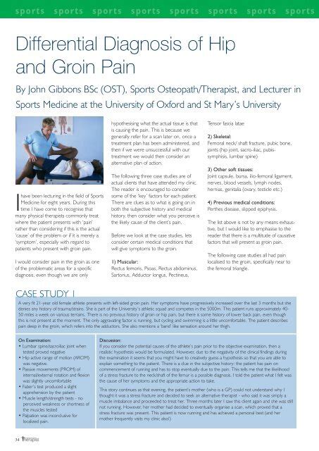 Differential Diagnosis Of Hip And Groin Pain