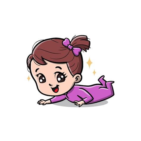 Premium Vector | Cute baby girl cartoon