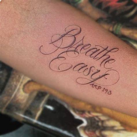 Breathe Easy Lettering Tattoo Done On The Inner