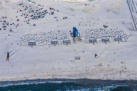 Sankt Peter Ording Von Oben Strandkorb Reihen Am Sand Strand Im