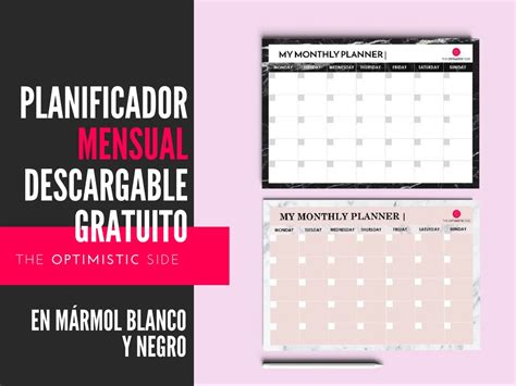 Planificador Mensual Descargable Gratuito De M Rmol Blanco Y Negro