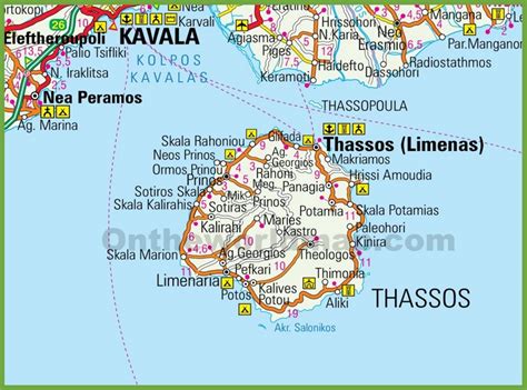 Thasos road map - Ontheworldmap.com