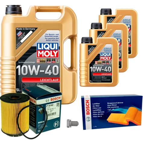 BOSCH INSPECTION SET 8 L Huile Liqui Moly Légèreté 10W 40 pour VW