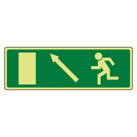 Photoluminescent Ec Fire Exit Arrow Up Left Sign