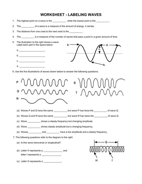 Properties Of Waves Worksheet