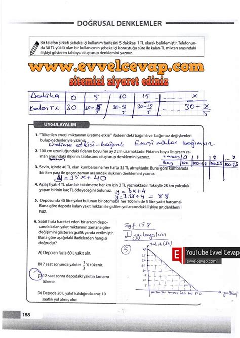 8 Sınıf Matematik MEB Yayınları Ders Kitabı Cevapları Sayfa 158 Ders