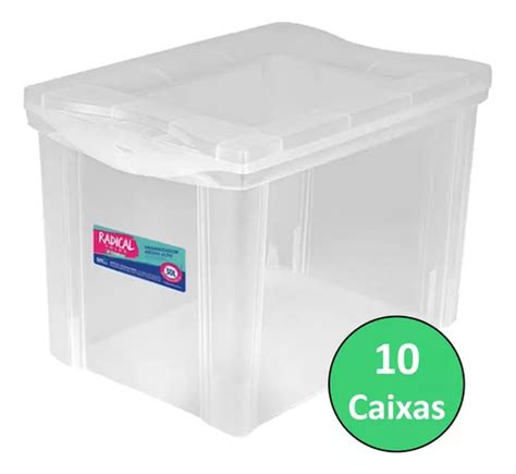 Organizador Plástico 30l Tampa Transparente Ordene Kit 10 Cor Cristal