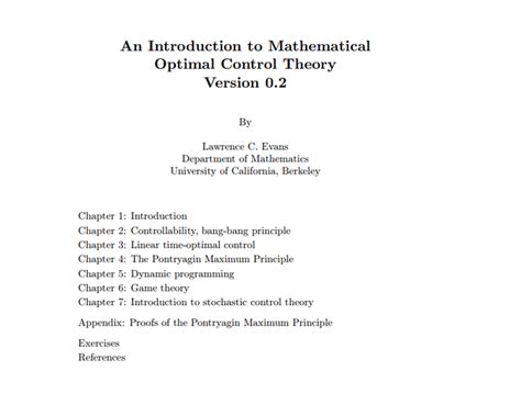 An Introduction To Mathematical Optimal Control Theory 知乎