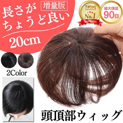 まとめ買いでお得 頭頂部ウィッグ 茶 ブラウン 20cm 人毛100％ ヘアピース 部分 ウィッグ