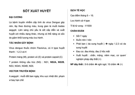 SỐt XuẤt HuyẾt Summary Bài Giảng Y4 SỐt XuẤt HuyẾt ĐẠi CƯƠng Là