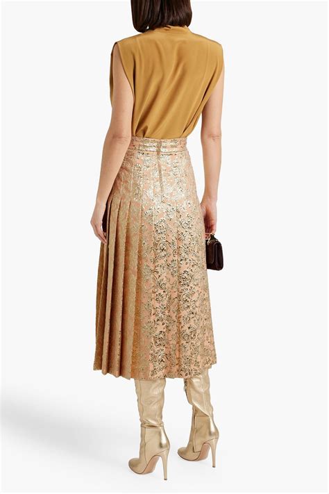 Dolceandgabbana Pleated Metallic Brocade Midi Skirt The Outnet