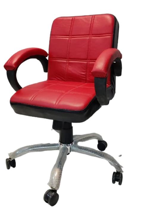 Rexine Low Back Boss Revolving Chair Fixed Arm Multicolor And Red