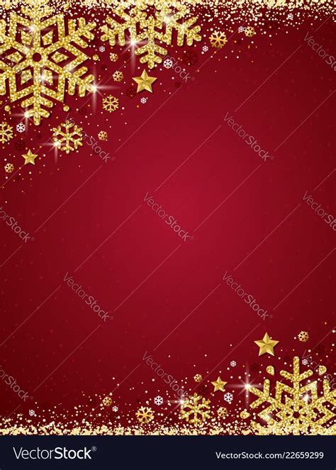 Red christmas background with frame of gold Vector Image